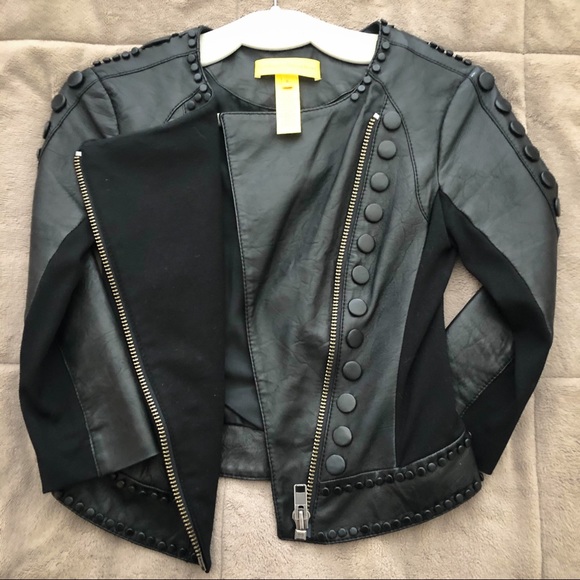 CATHERINE MALANDRINO BLACK LEATHER JACKET SIZE 0 - Picture 2 of 5